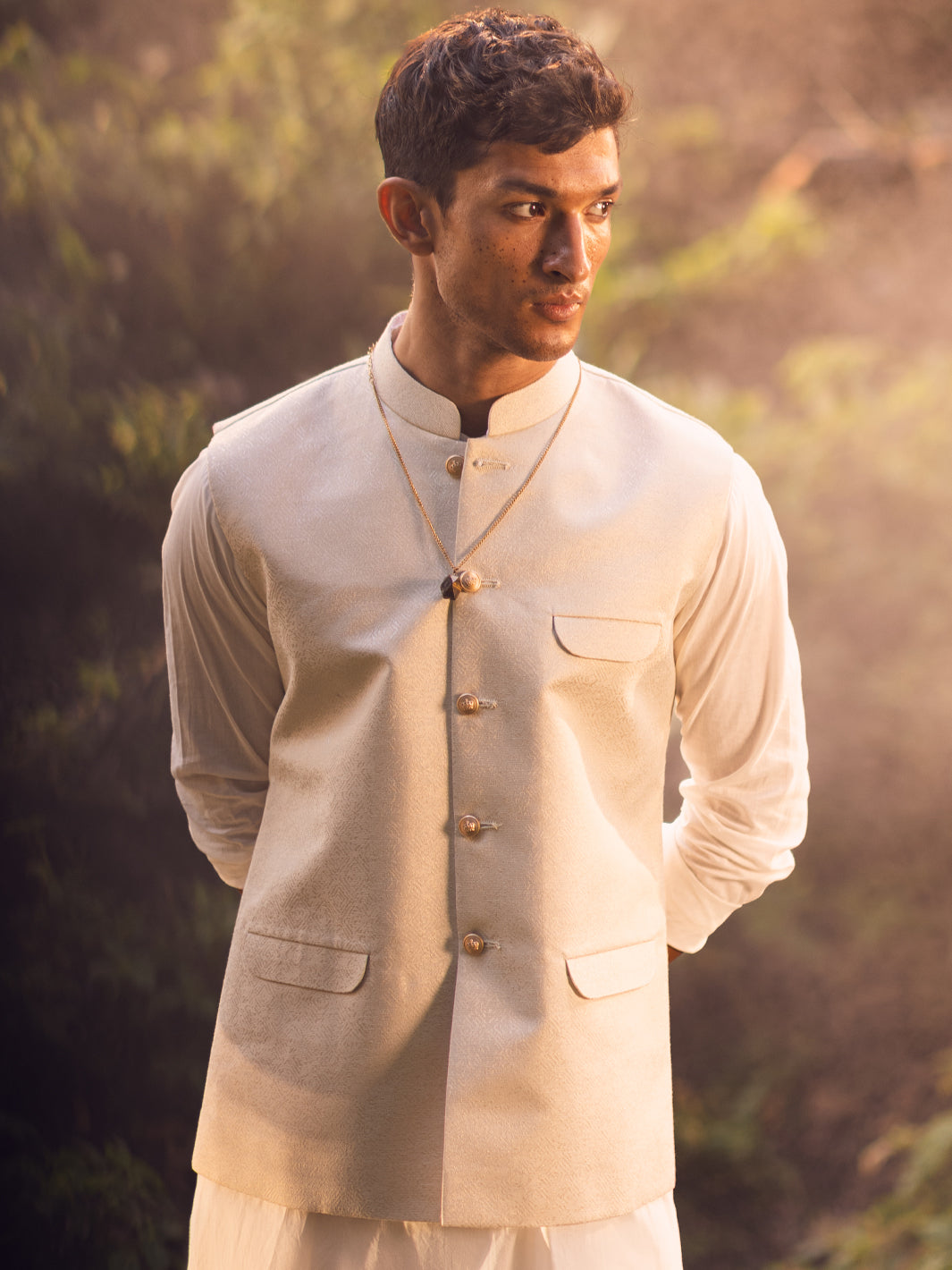 Off White Blended Waistcoat - AL-WC-522