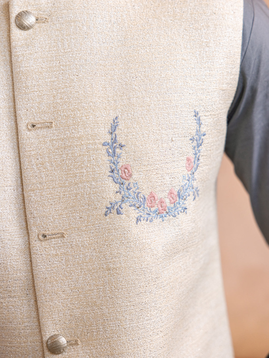 Off White Blended Waistcoat - AL-WC-529 - Almirah Online