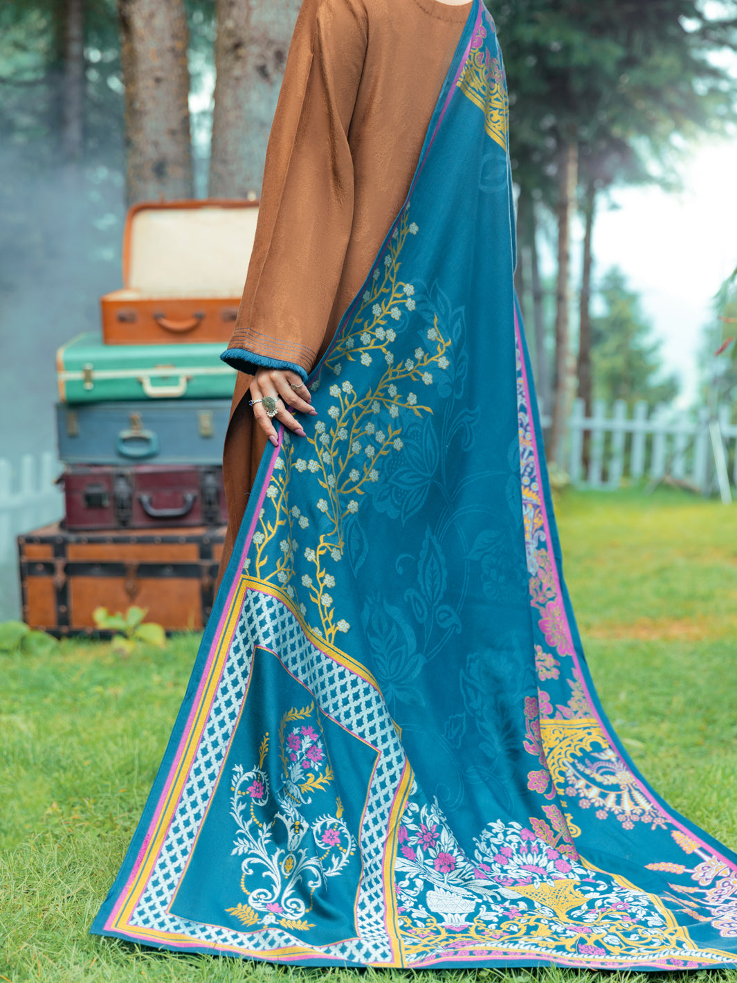 Brown Jacquard 3Pc Stitched - AWP-3PS-536