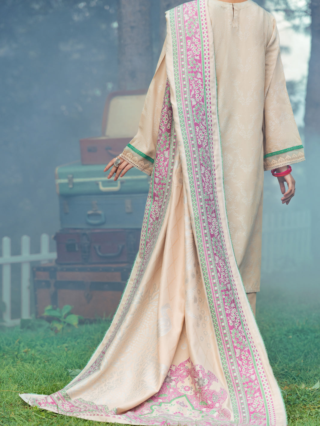 Cream Jacquard 3 Piece Stitched - AWP-3PS-538
