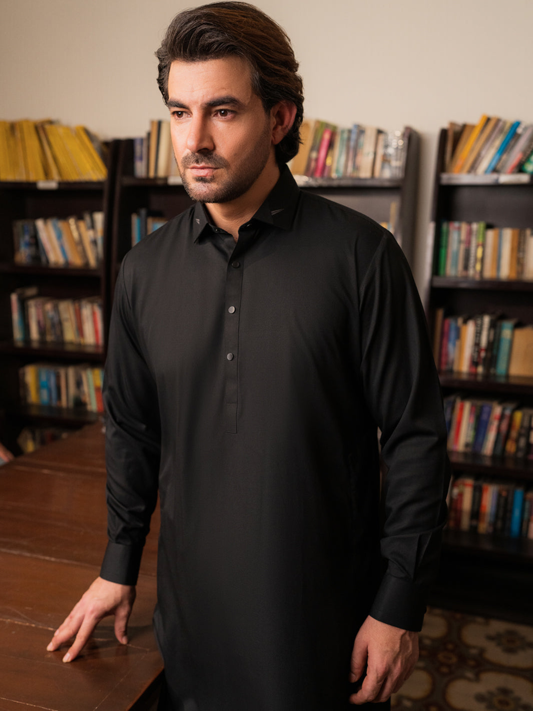 Black Blended Kameez Shalwar - ALWA-KS-549
