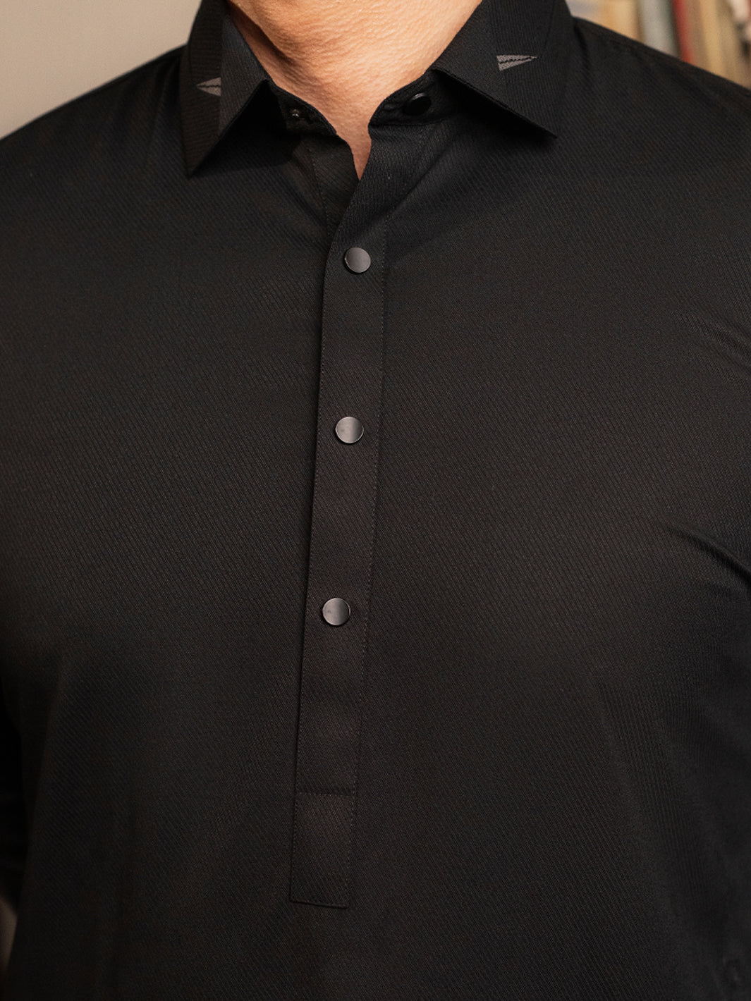 Black Blended Kameez Shalwar - ALWA-KS-549