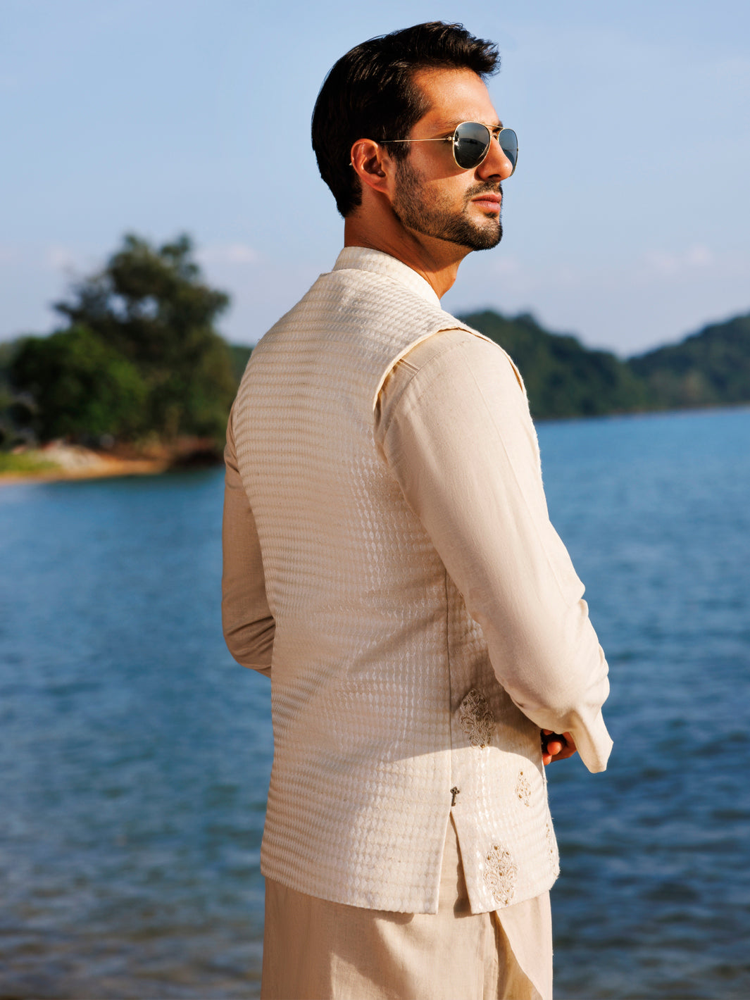 Off White Blended Waistcoat - AL-WC-577