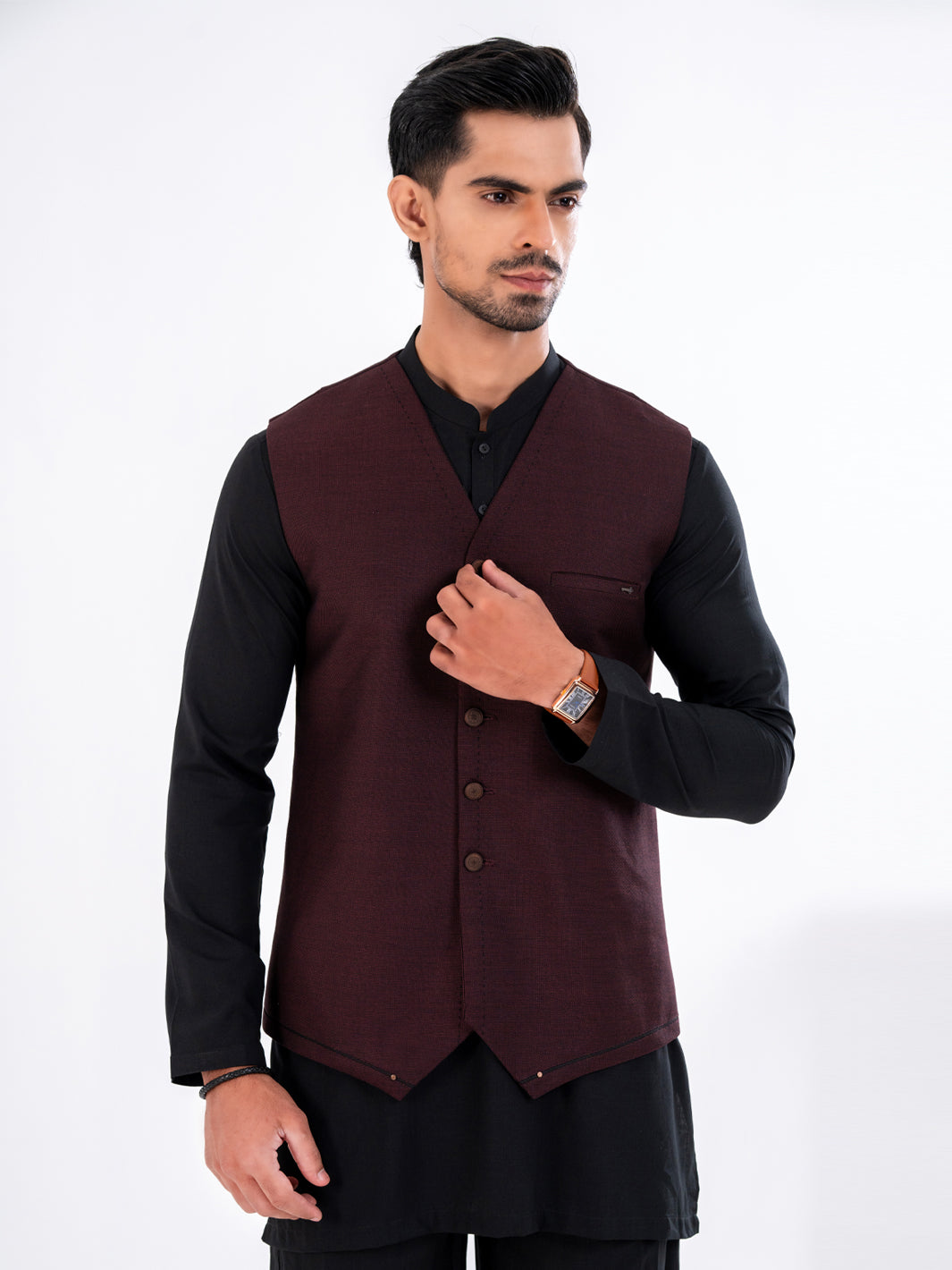 Maroon Blended Waistcoat - AL-WC-595