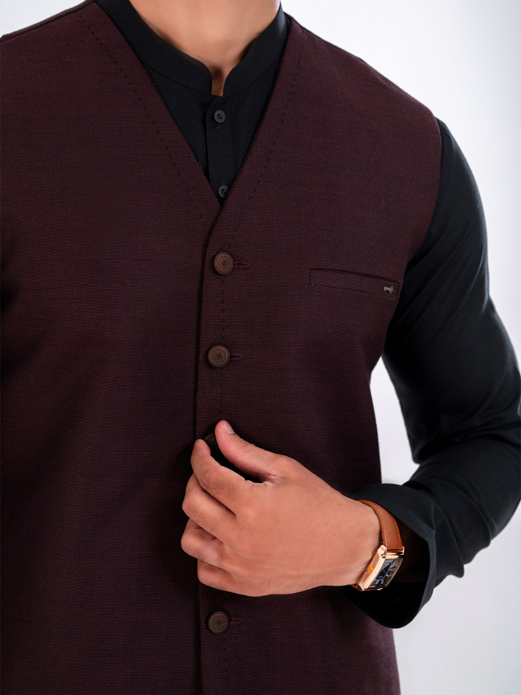 Maroon Blended Waistcoat - AL-WC-595