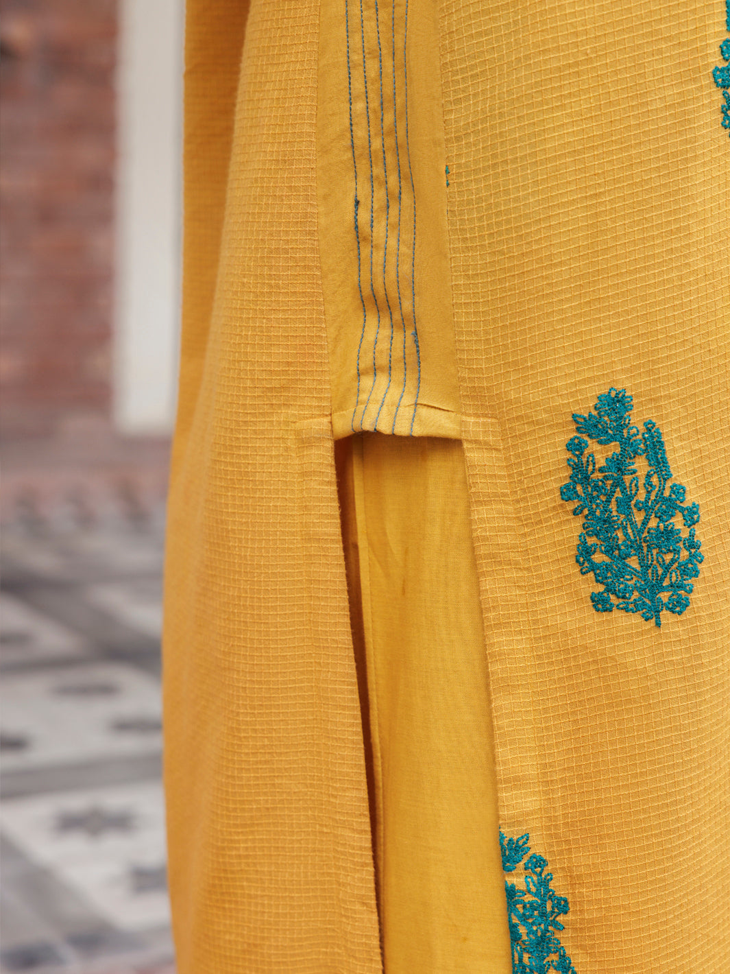 Yellow Dobby 3Pc Unstitched - AWP-3PS-653