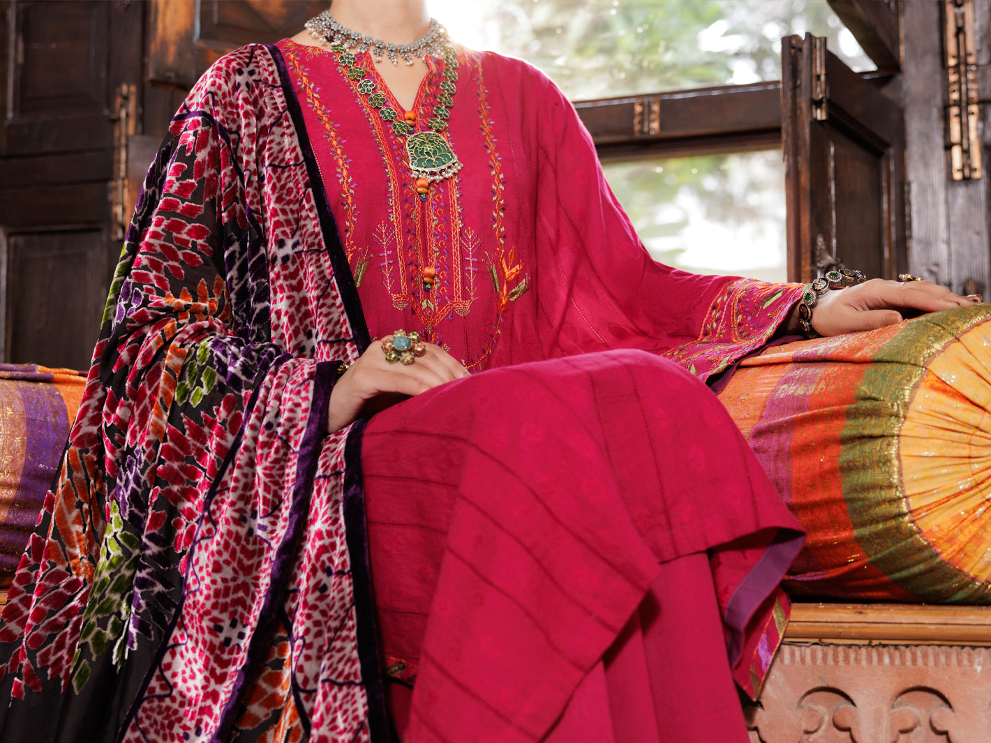 Fuchsia Acrylic 3Pc Unstitched - AWP-3PS-660