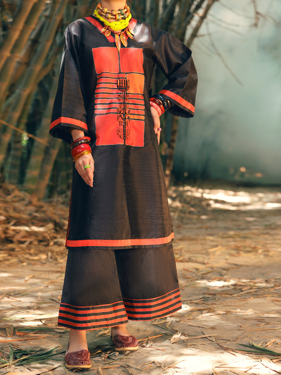 Black Raw Silk 2Pc Stitched - AWP-2PS-LKS-674