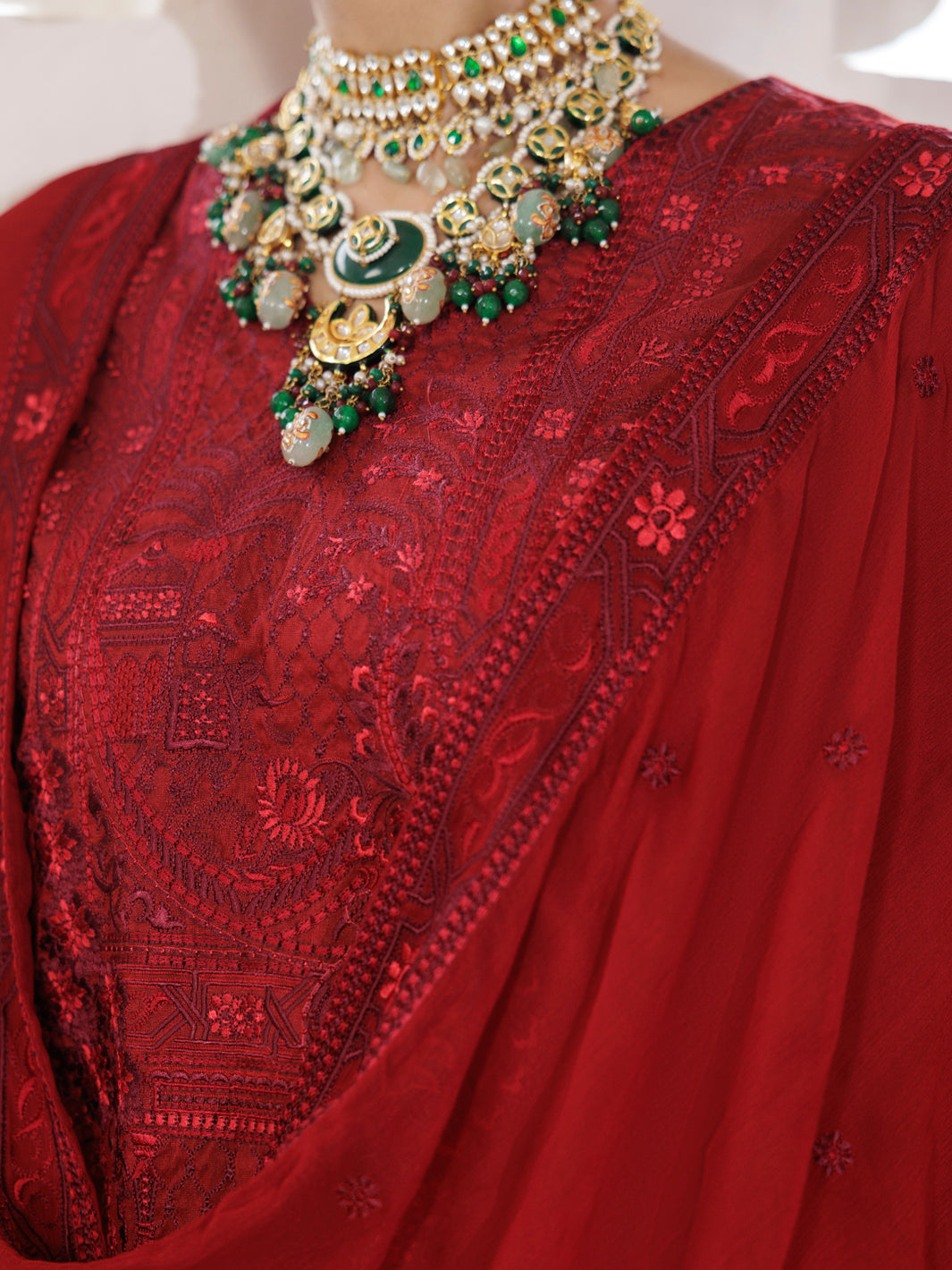 Red Yarn Dyed 3Pc Stitched - AWP-3PS-685