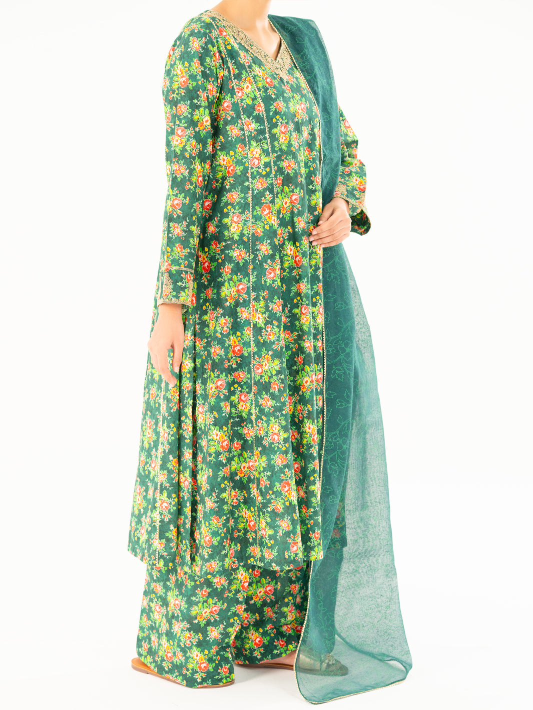 Green Cambric 3Pc Stitched - AWP-3PS-692