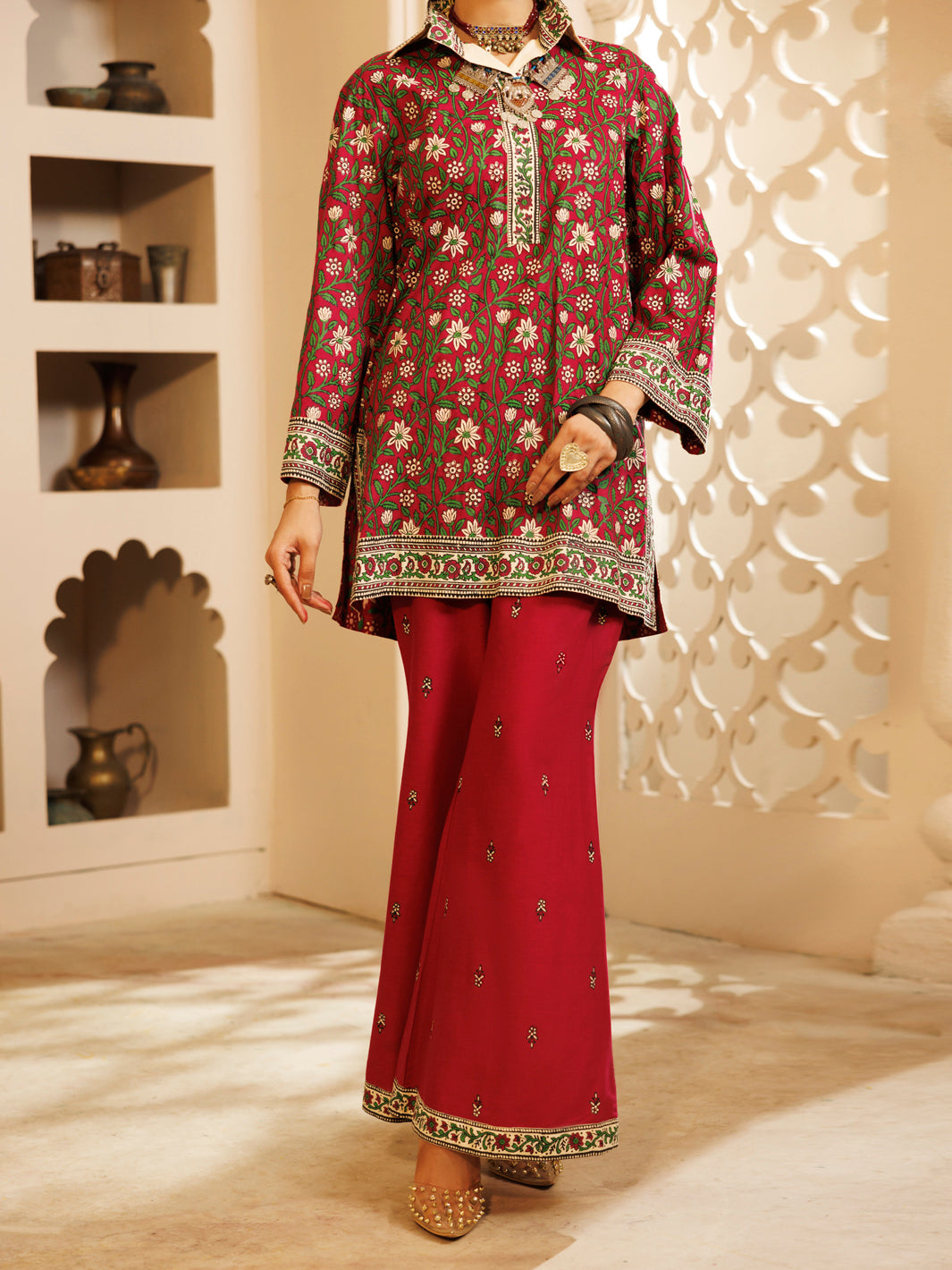 Fuchsia Cambric 2Pc Stitched - AWP-2PS-LKS-699