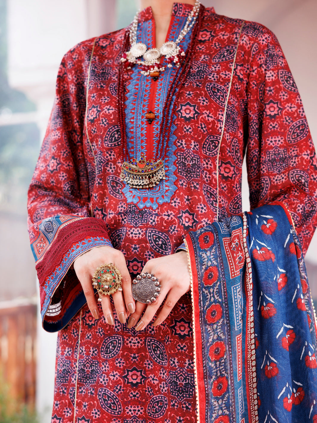 Maroon Cambric 3Pc Unstitched - AWP-3PS-737B