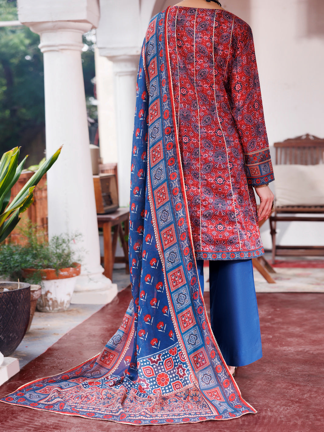 Maroon Cambric 3Pc Stitched - AWP-3PS-737A