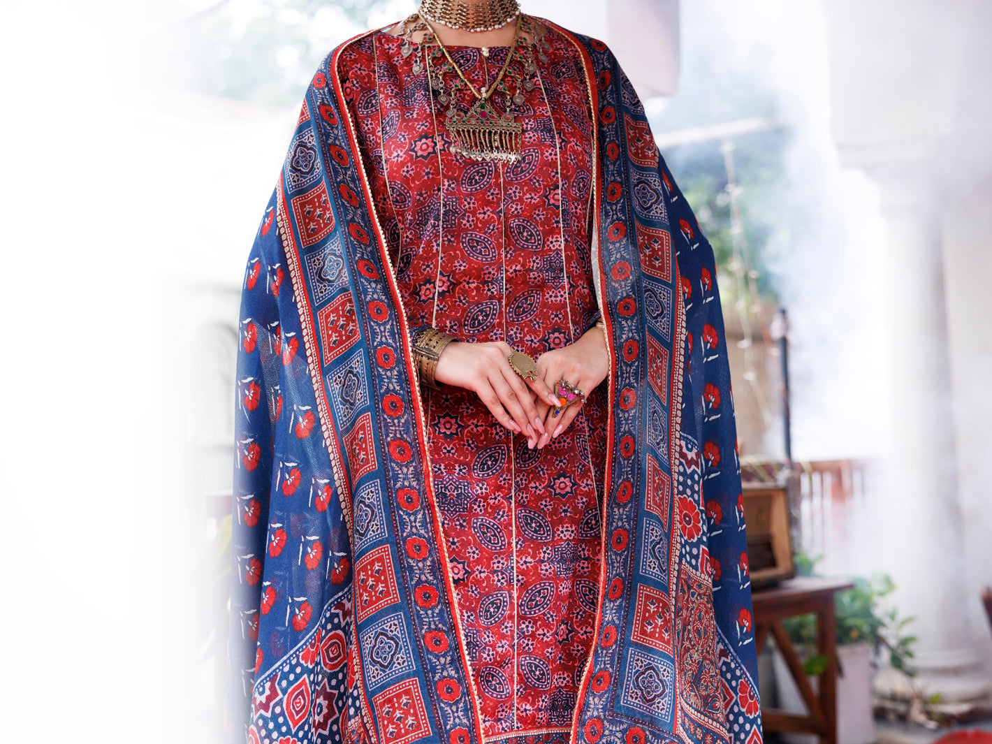 Maroon Cambric 3Pc Stitched - AWP-3PS-737A