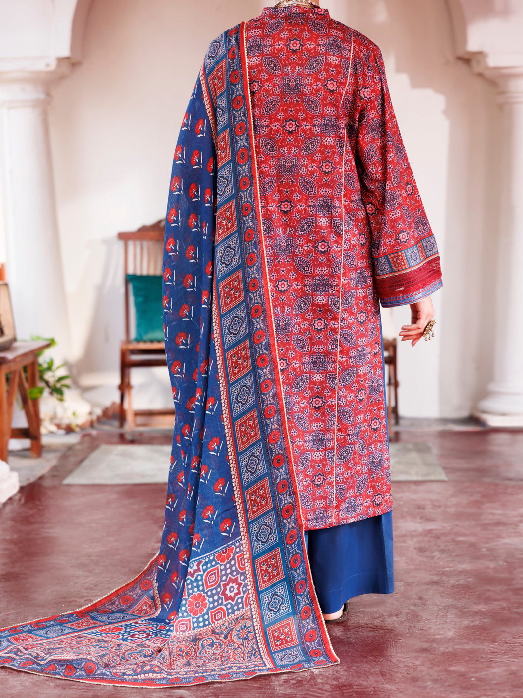 Maroon Cambric 3Pc Unstitched - AWP-3PS-737B