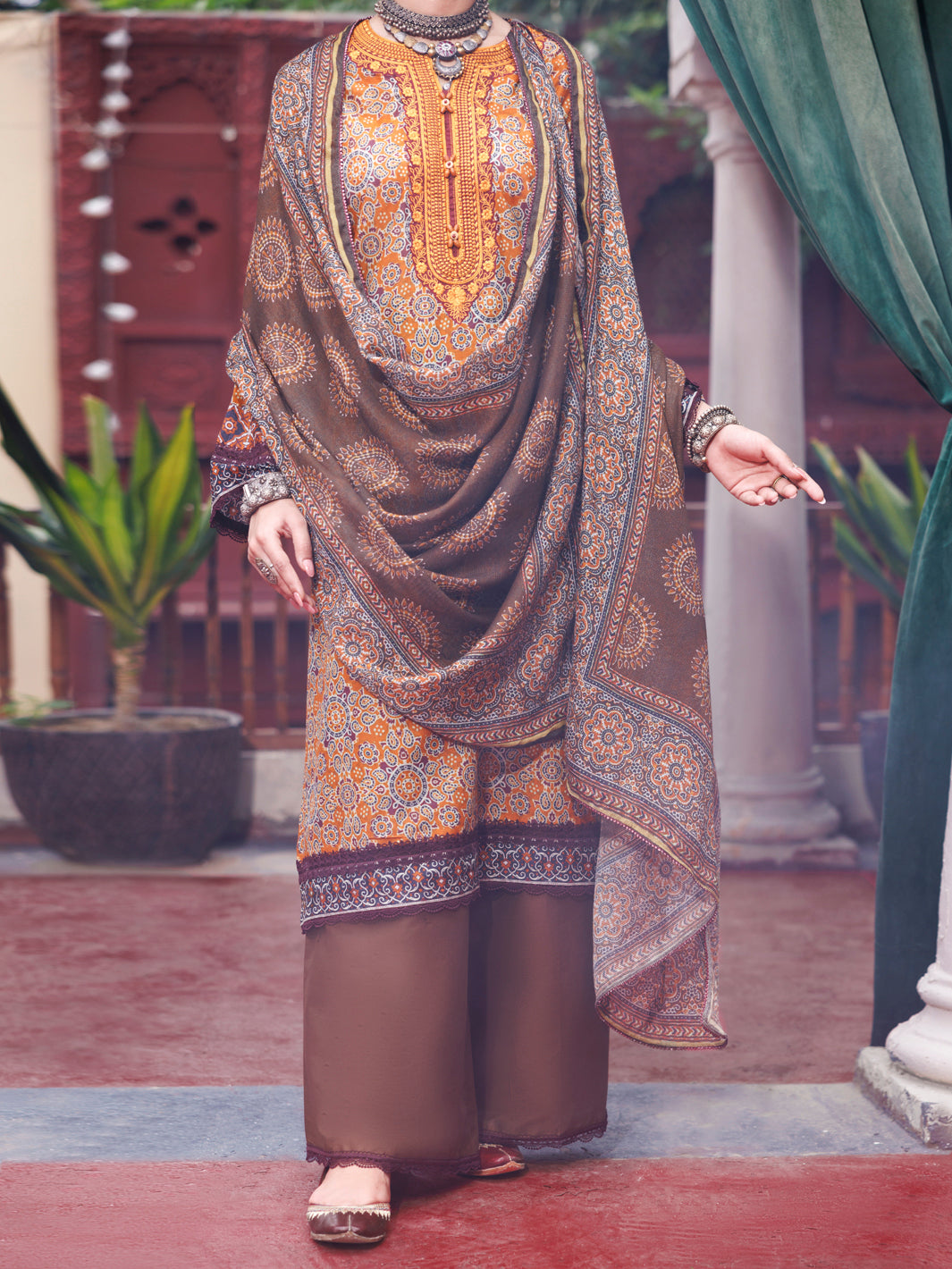 Mustard Cambric 3Pc Unstitched - AWP-3PS-739B