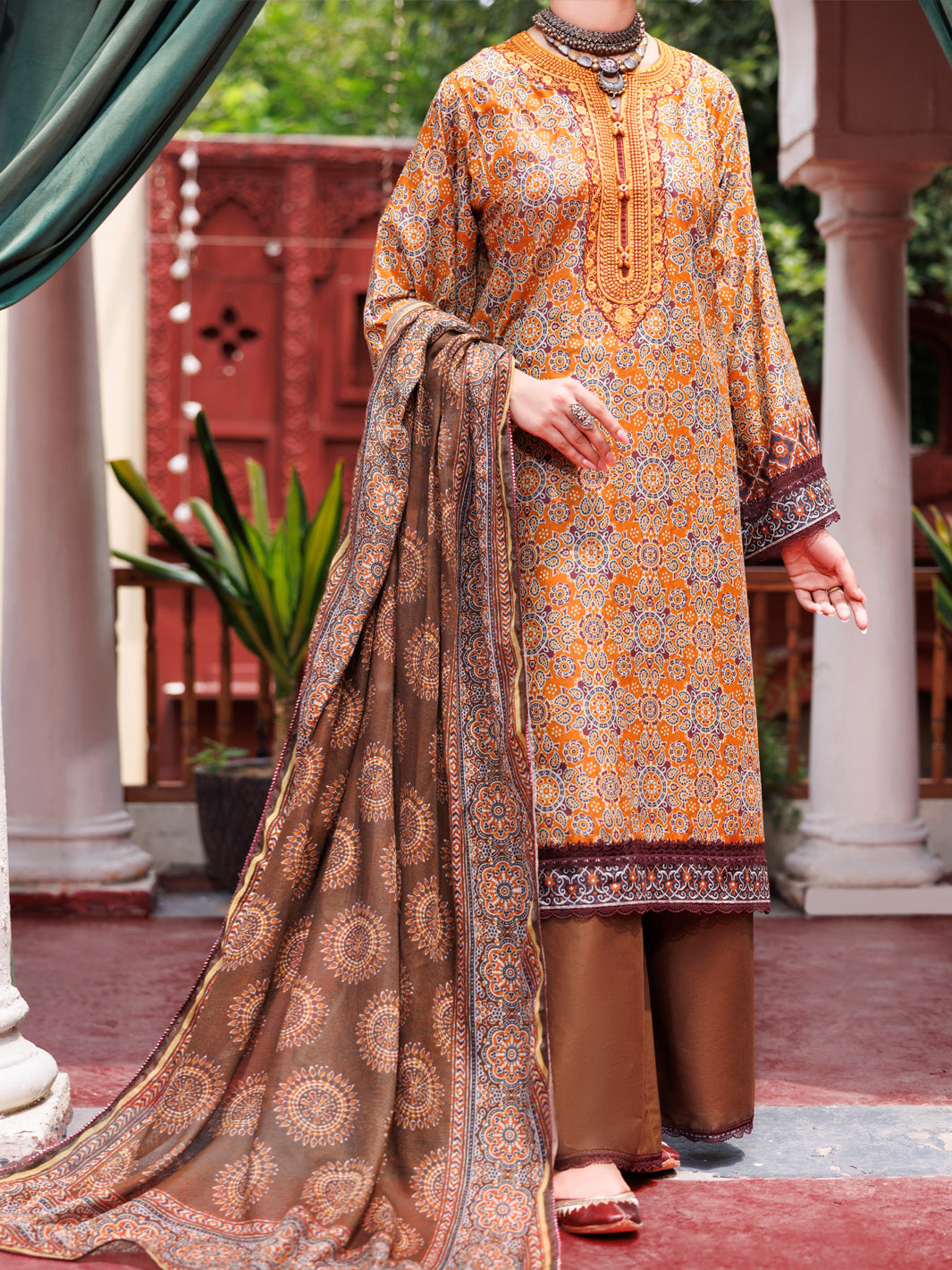 Mustard Cambric 3Pc Unstitched - AWP-3PS-739B