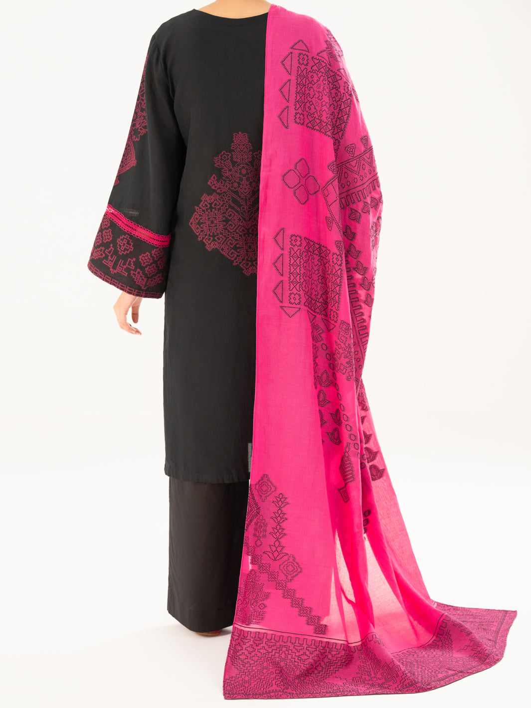 Black Jacquard 3Pc Stitched - AWP-3PS-750