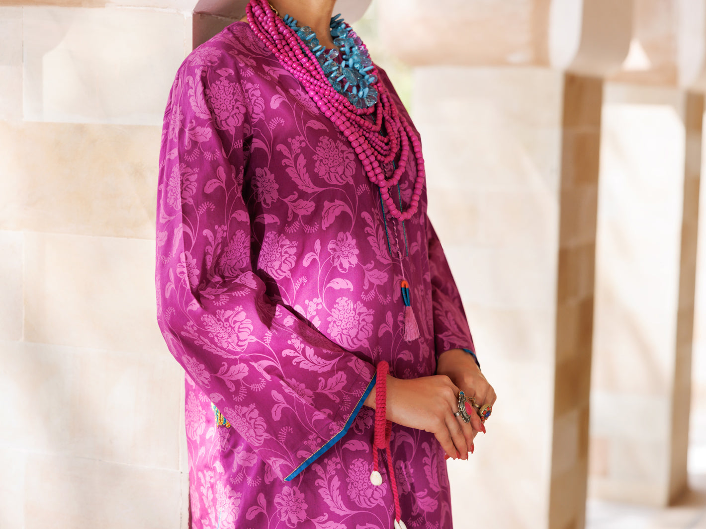 Purple Cambric Tunic - AL-LK-967 - Almirah Online
