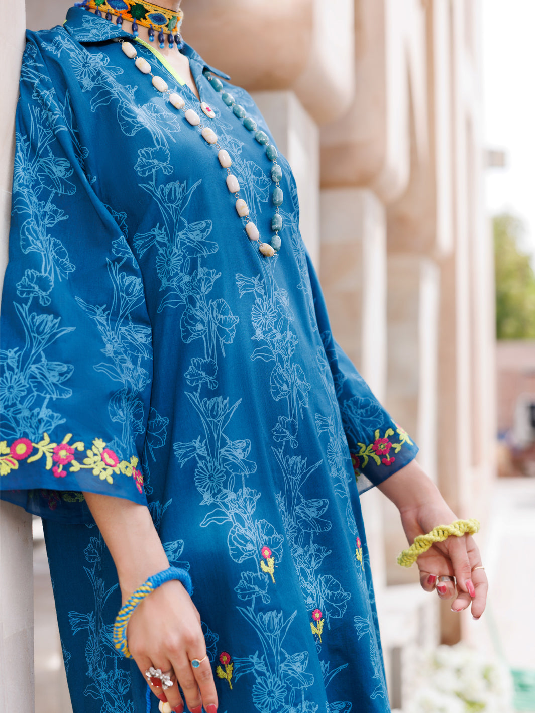 Teal Lawn Tunic - AL-LK-968 - Almirah Online