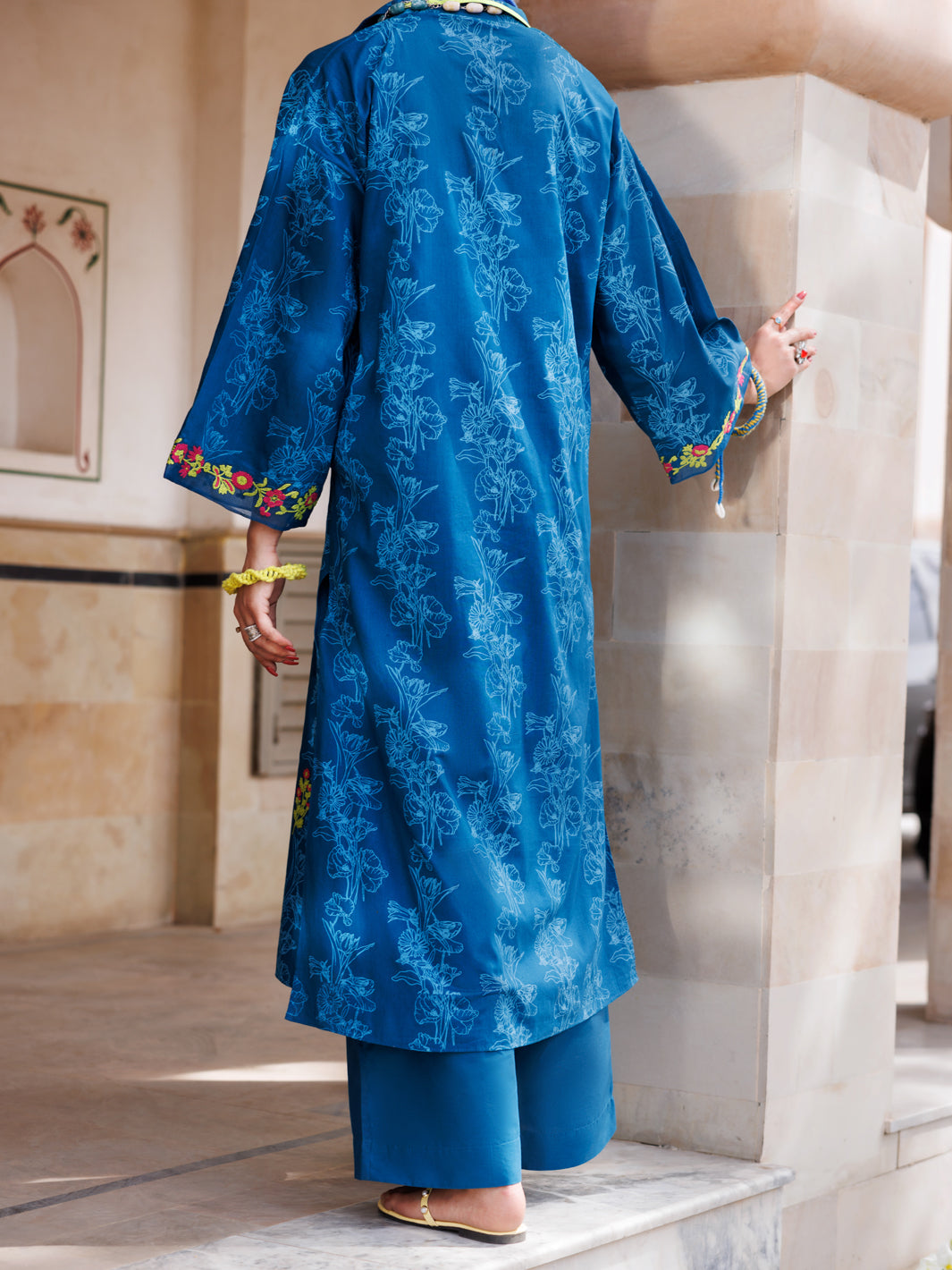 Teal Lawn Tunic - AL-LK-968 - Almirah Online