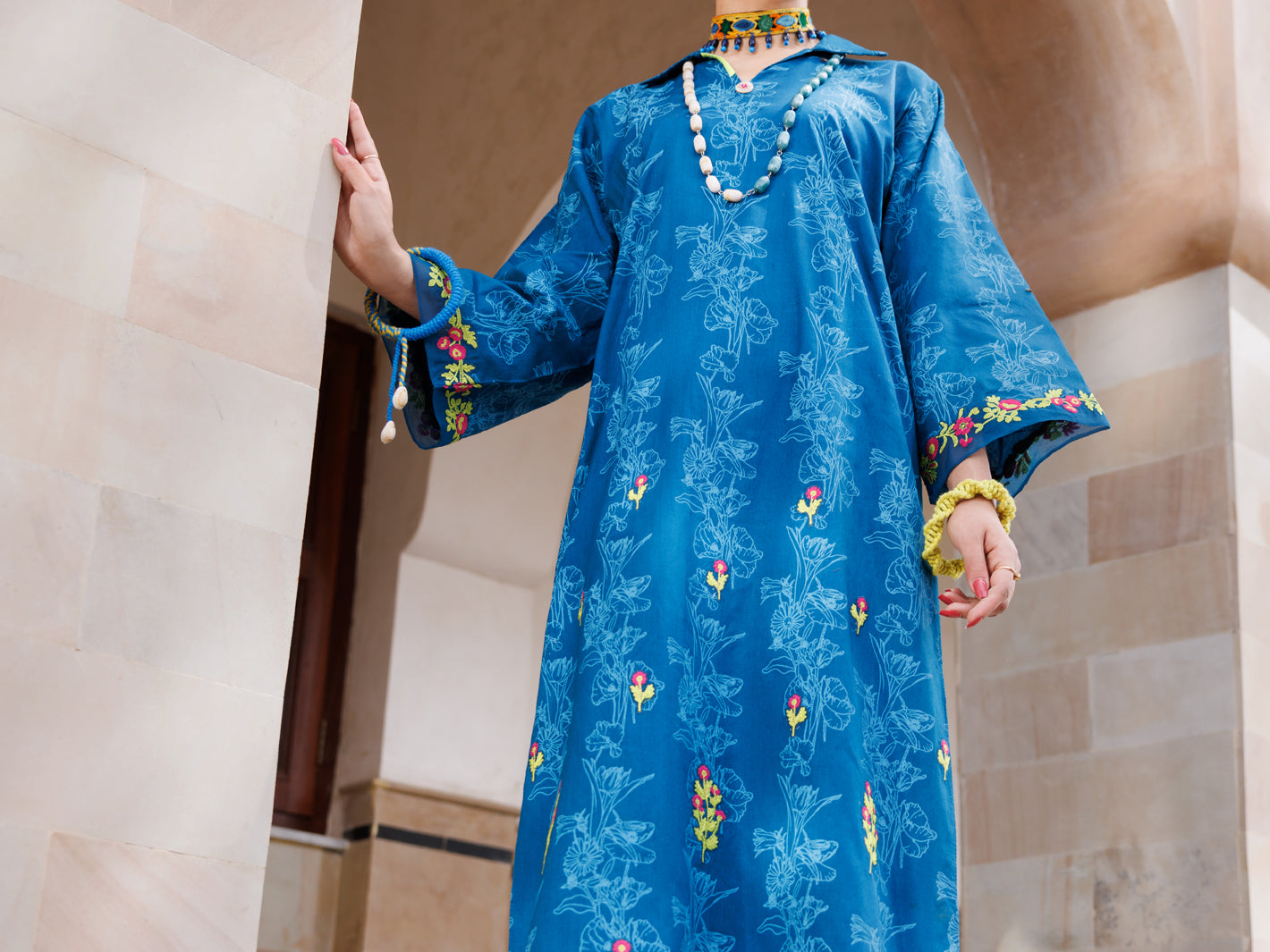 Teal Lawn Tunic - AL-LK-968 - Almirah Online