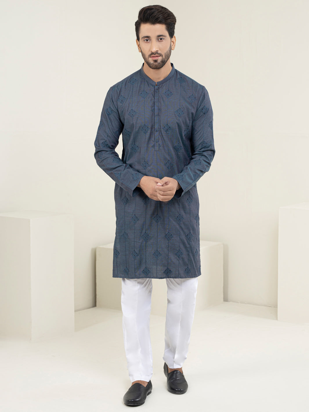 Blue Blended Kurta - AL-K-1120B