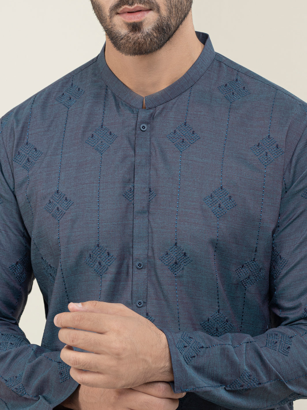 Blue Blended Kurta - AL-K-1120B
