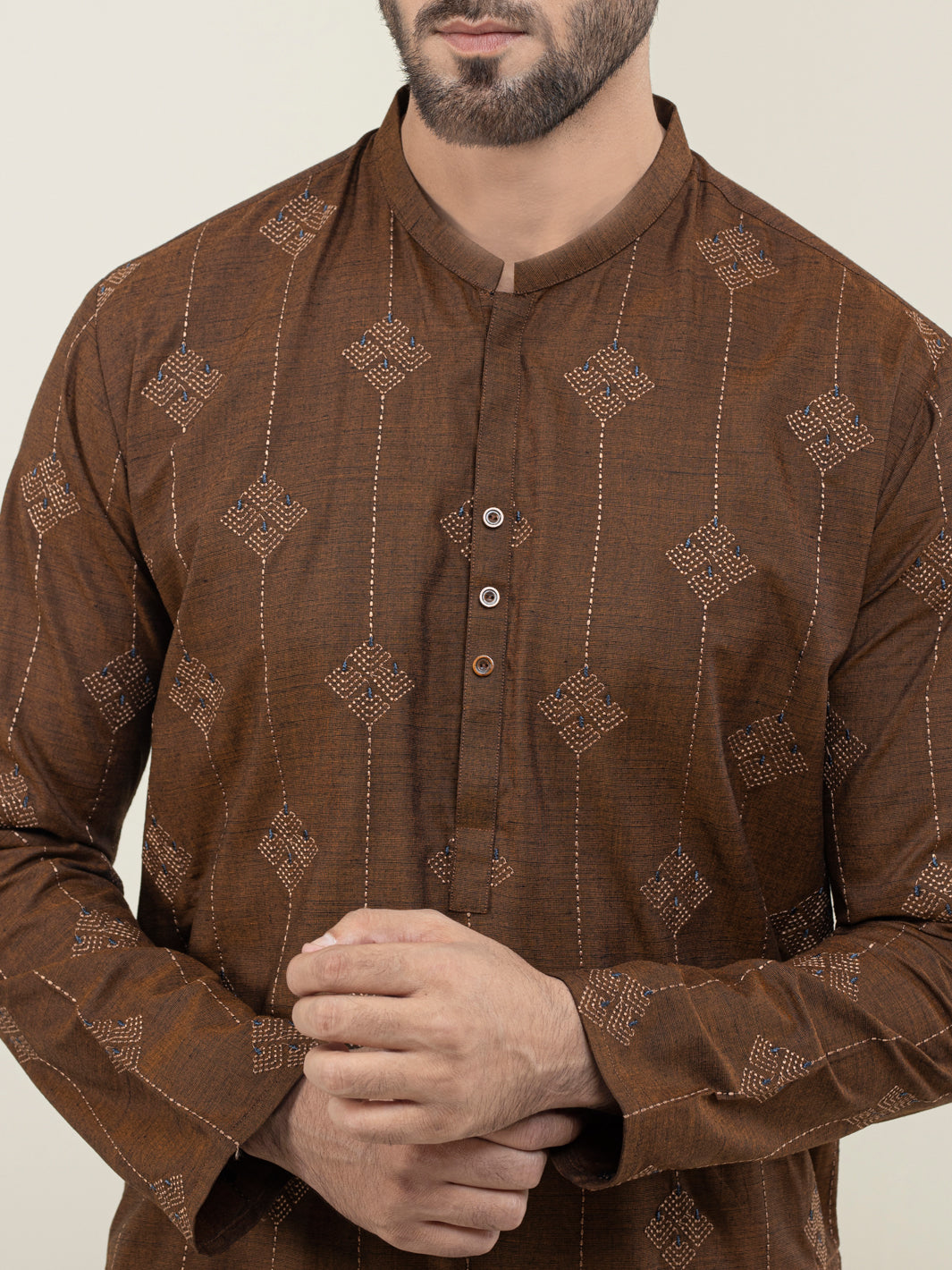 Brown Blended Kurta - AL-K-1120D