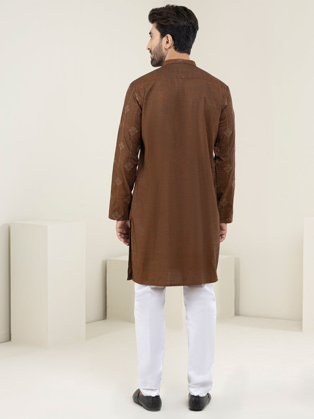 Brown Blended Kurta - AL-K-1120D