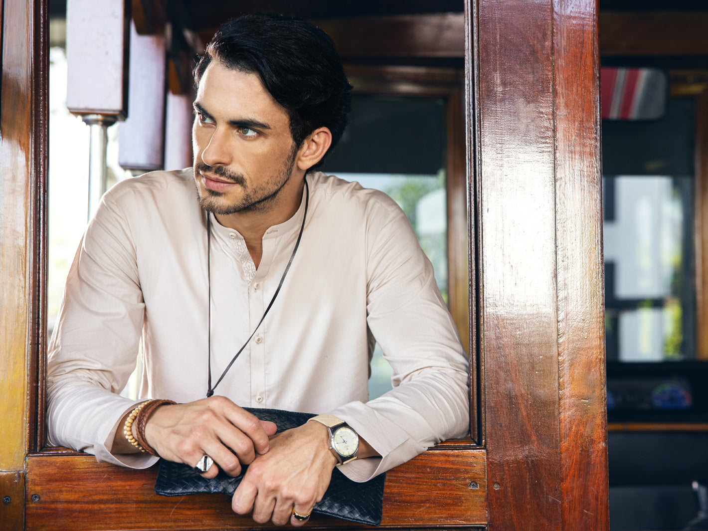 Cream Cotton Kurta - AL-K-1139A - Almirah Online