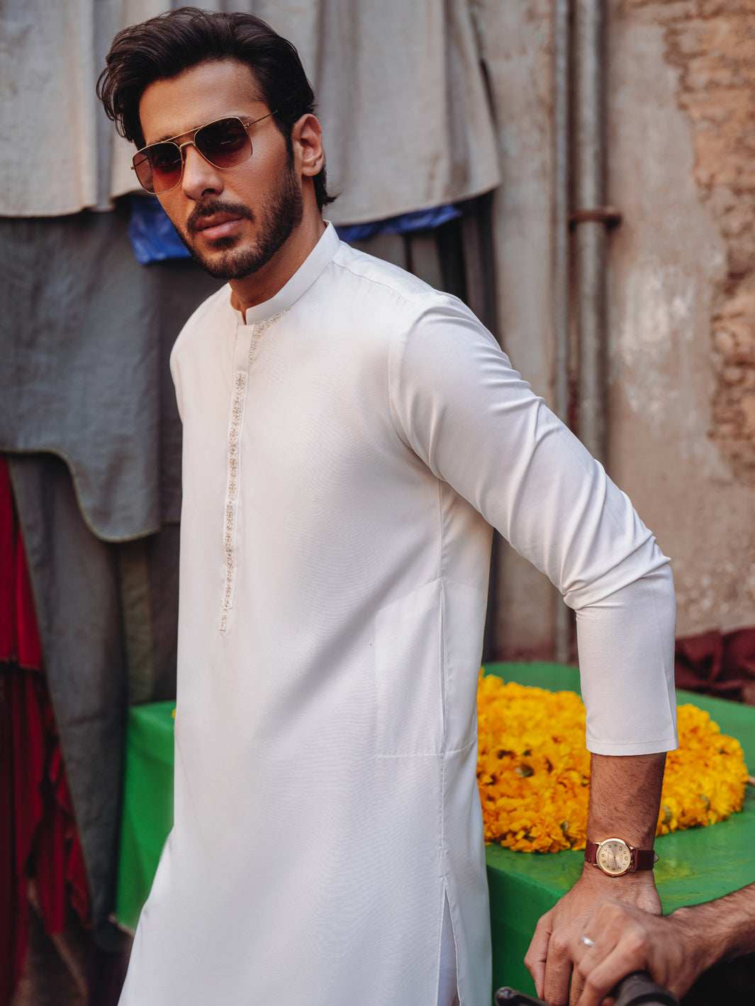 White Blended Kurta - AL-K-1254
