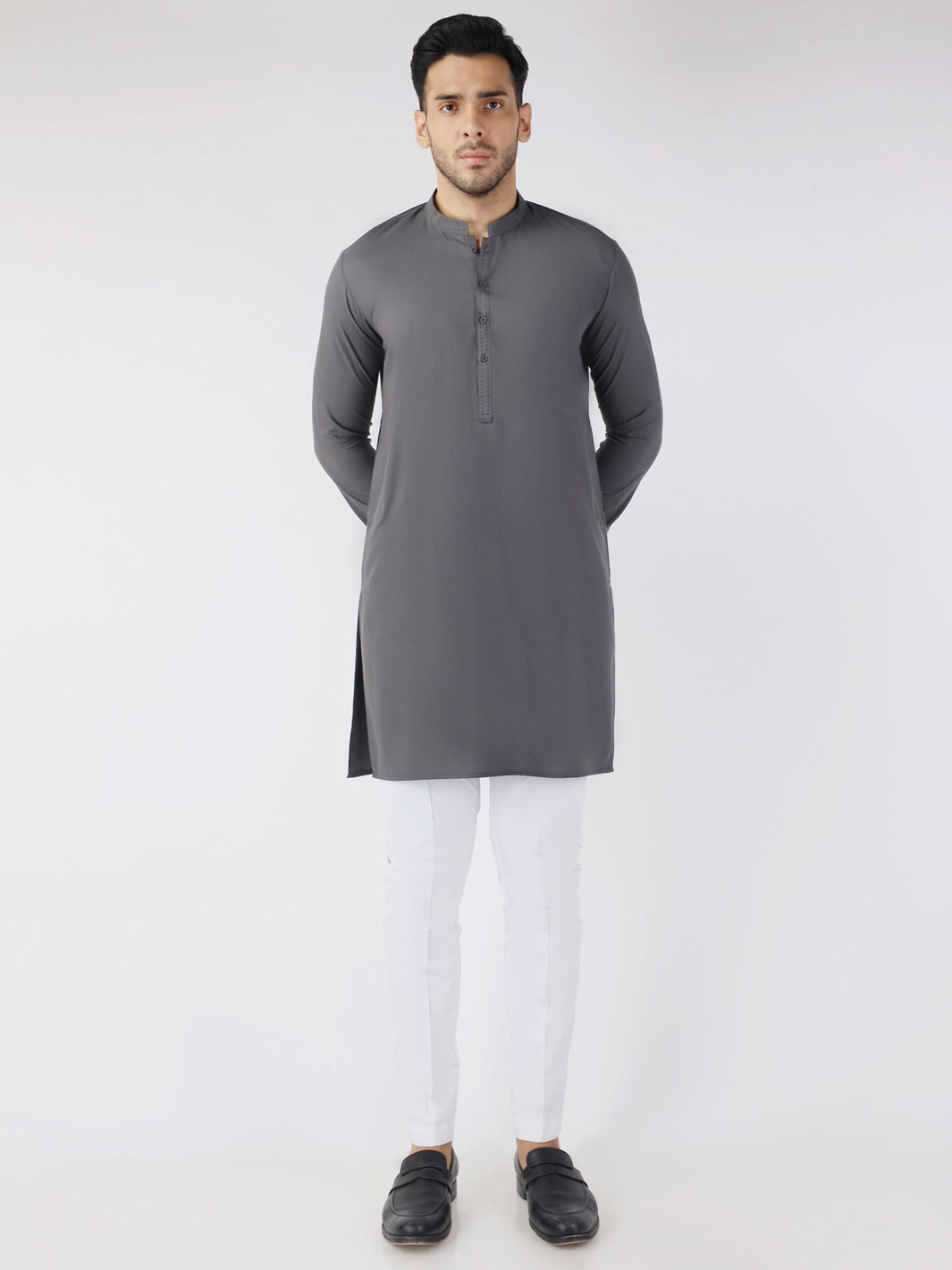 Grey Blended Kurta - AL-K-1258