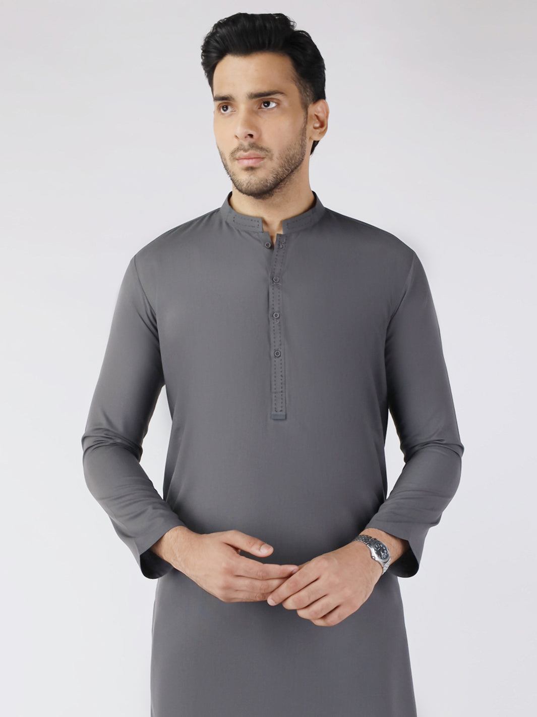 Grey Blended Kurta - AL-K-1258