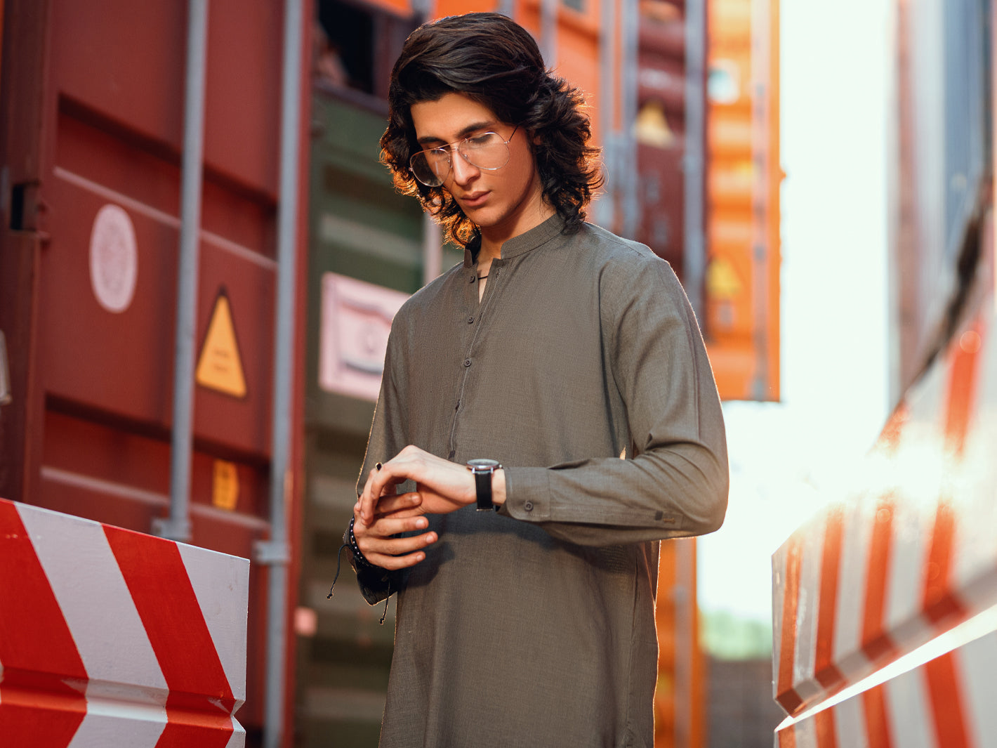 Olive Green Cut & Sew Kameez Shalwar - AL-KS-3265