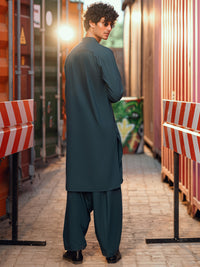 Green Cut & Sew Kameez Shalwar - AL-KS-3133