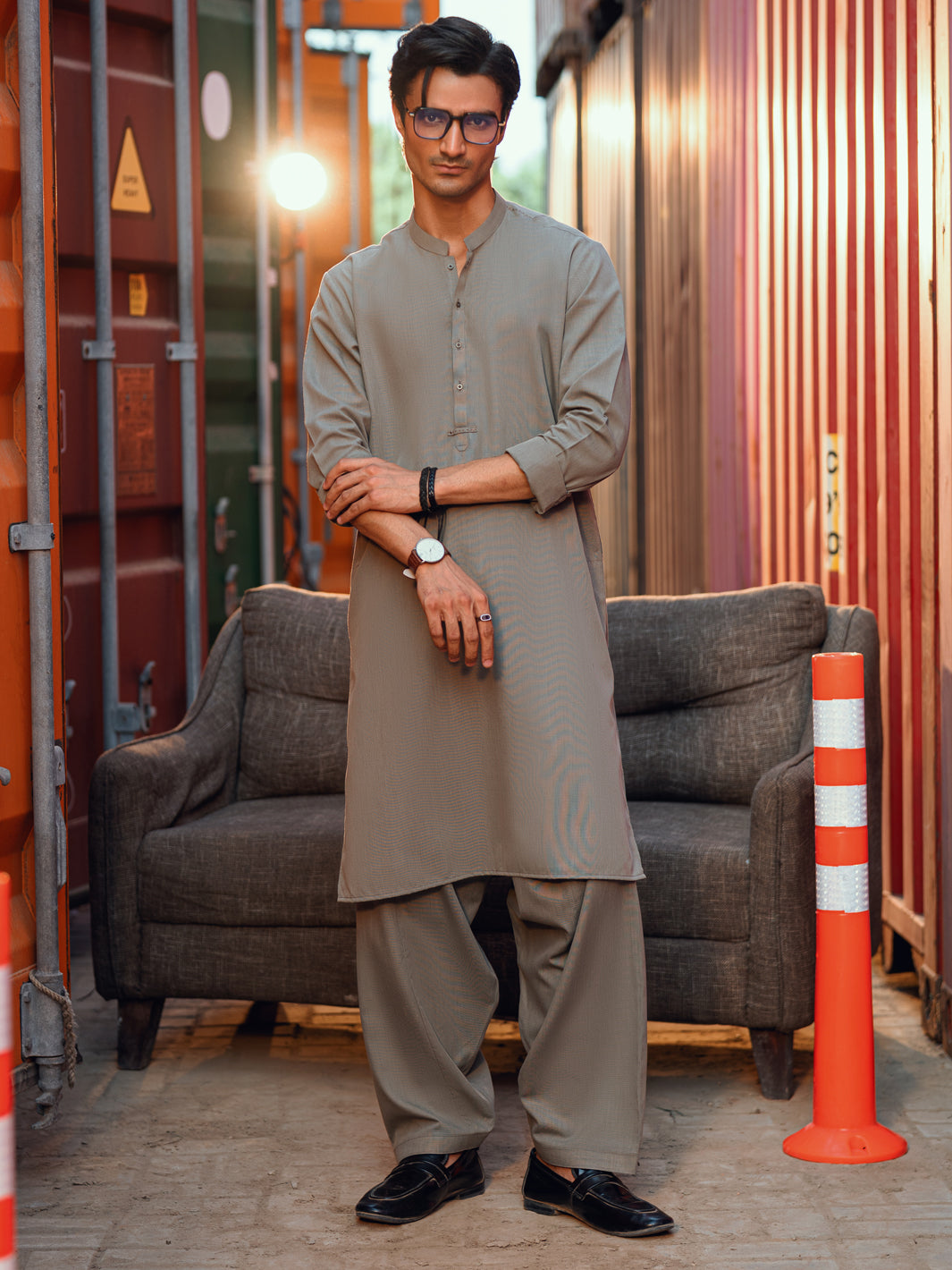 Sage Green Cut & Sew Kameez Shalwar - AL-KS-3251