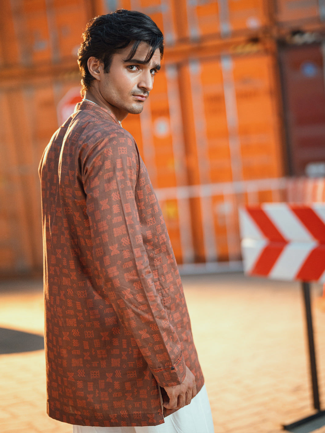 Brown Cotton Plain Kurta - AL-K-1197