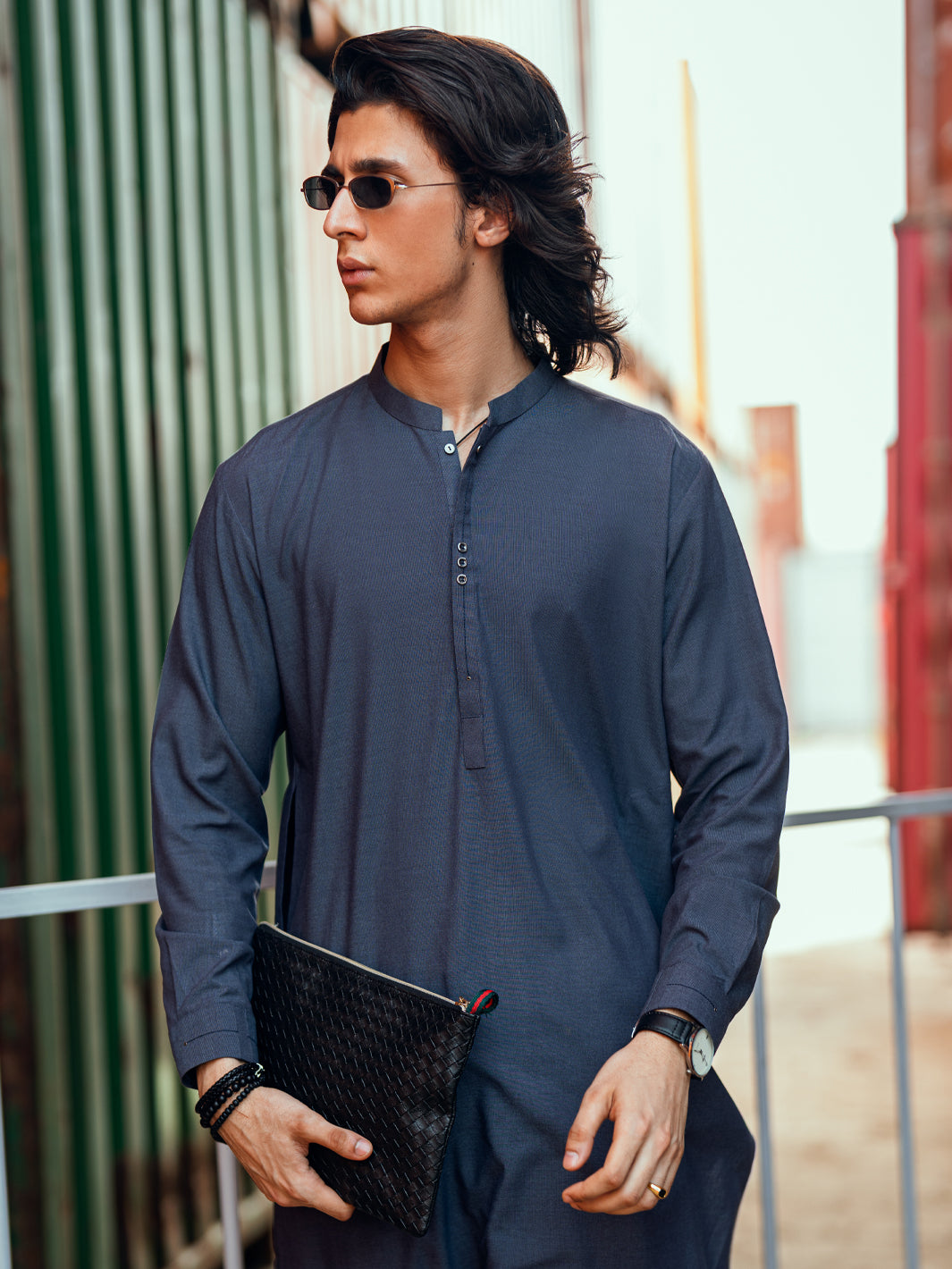 Blue Cut & Sew Kameez Shalwar - AL-KS-3176