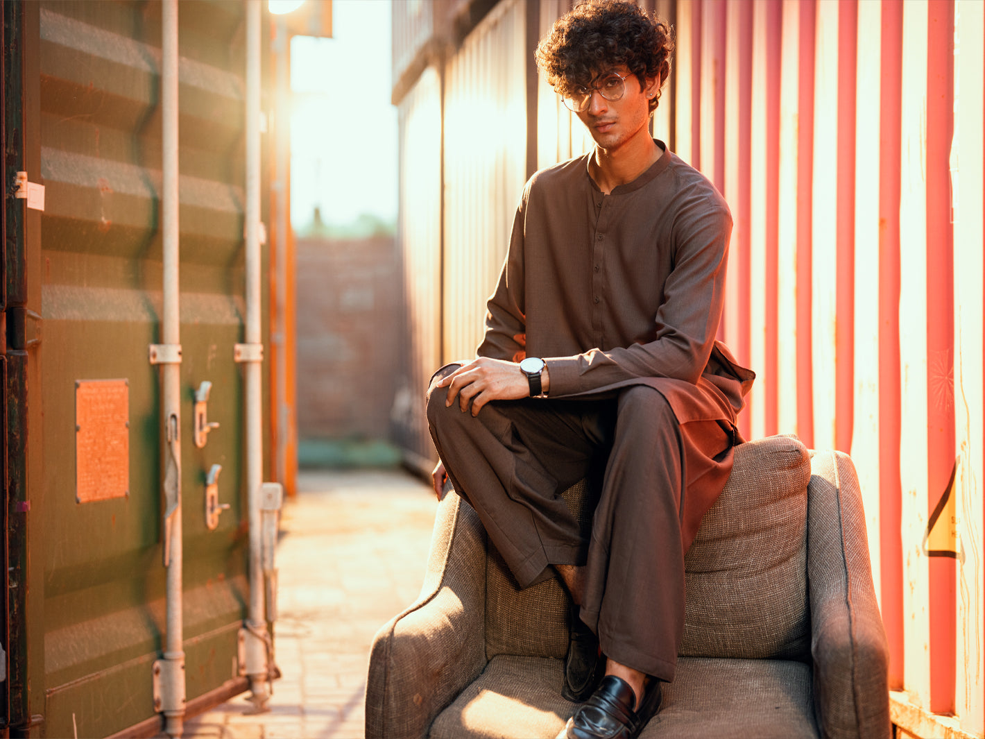 Brown Kameez Shalwar - AL-KS-3278