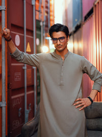 Sage Green Cut & Sew Kameez Shalwar - AL-KS-3251