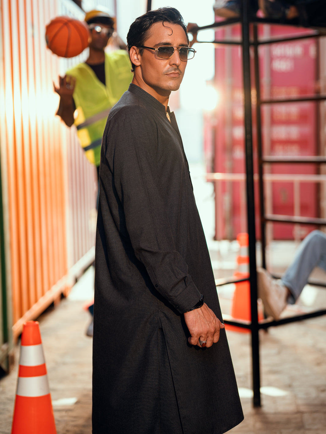 Charcoal Grey Cut & Sew Kameez Shalwar - AL-KS-3171