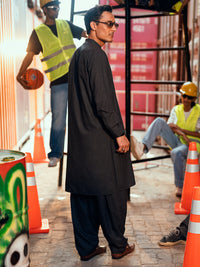 Charcoal Grey Cut & Sew Kameez Shalwar - AL-KS-3171