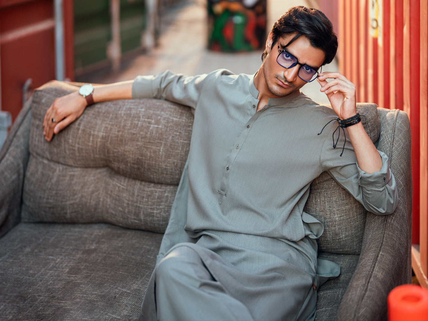 Sage Green Cut & Sew Kameez Shalwar - AL-KS-3251