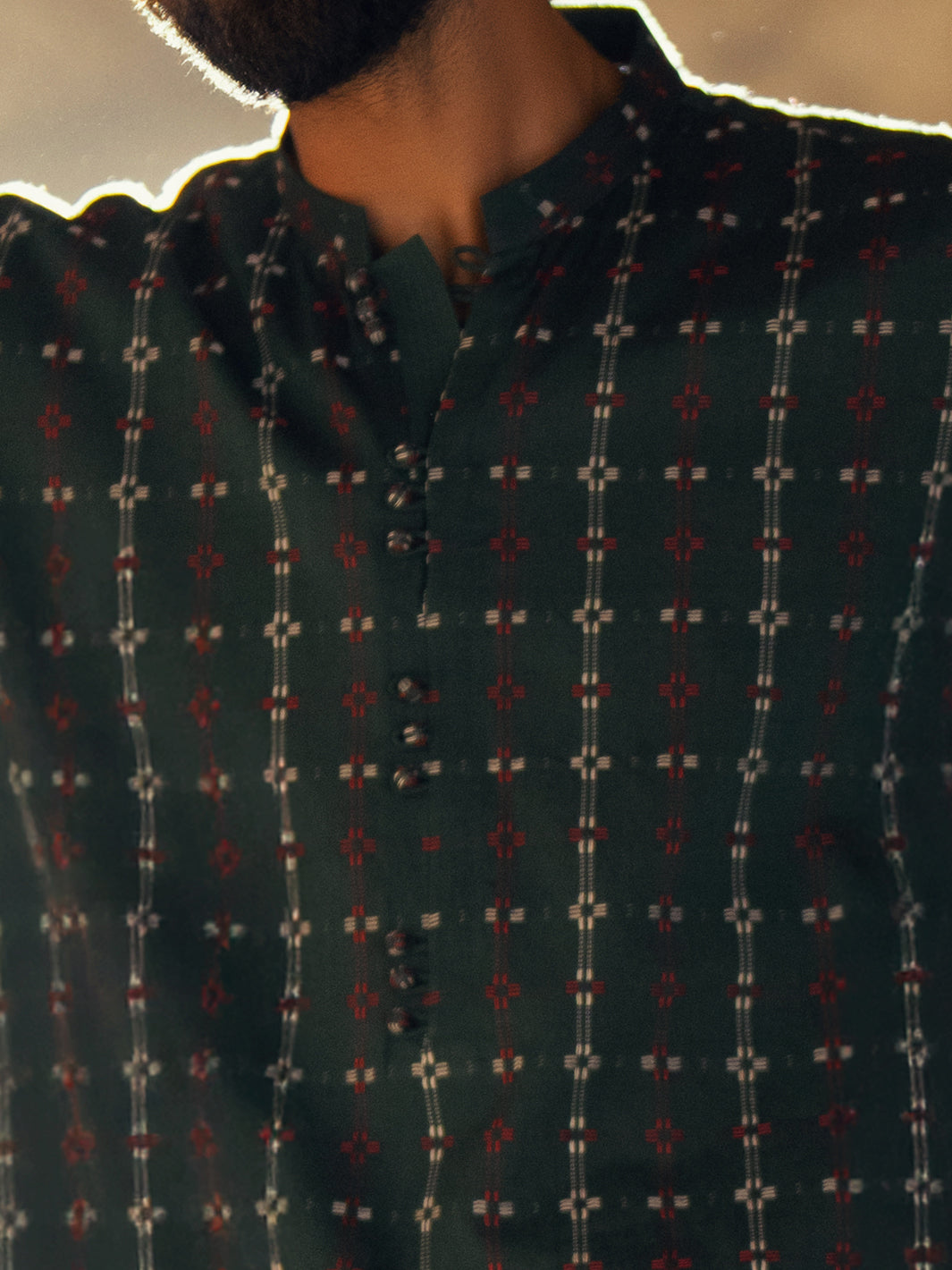 Green Cotton Semi-Formal Kurta - AL-K-1288