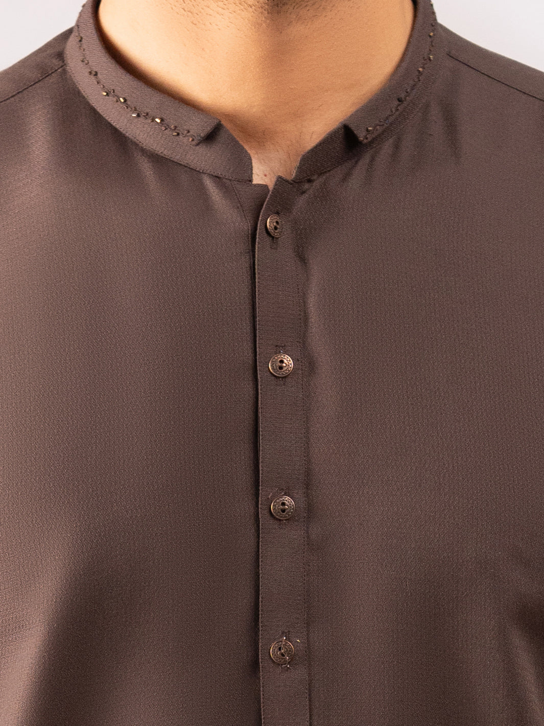 Dark Brown Cotton Cut & Sew Kurta - AL-K-1312