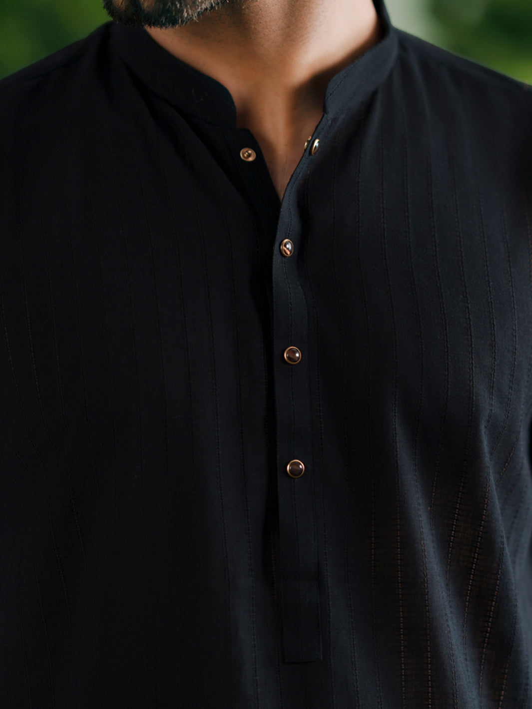 Black Cotton Plain Kurta - AL-K-1329