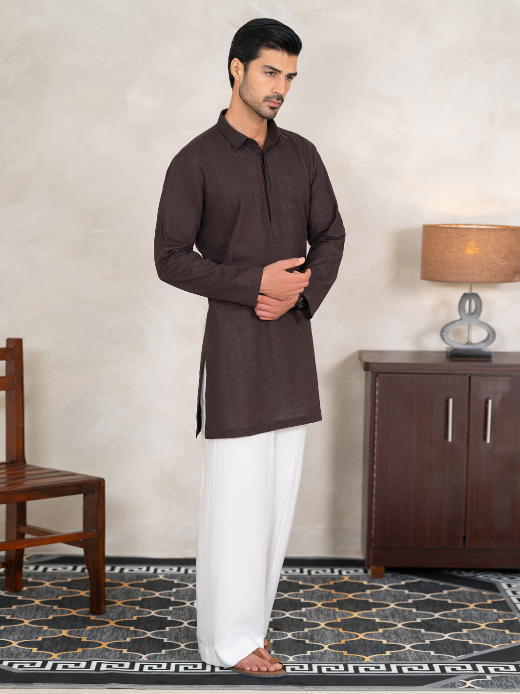 Dark Purple Cotton Cut & Sew Kurta - AL-K-1331