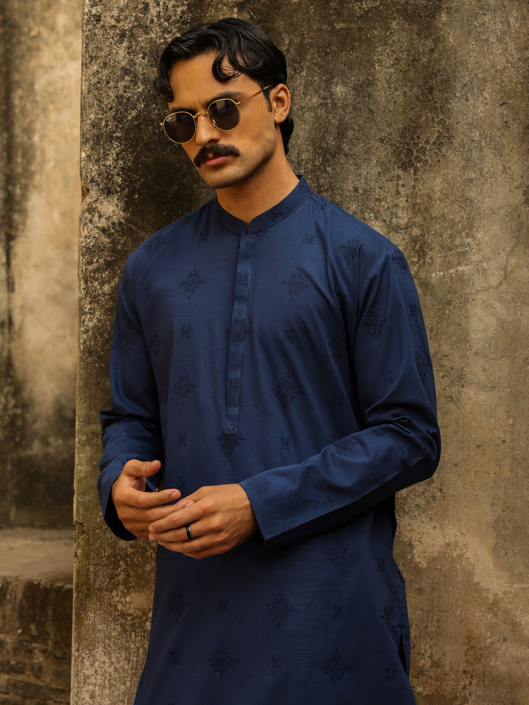 Blue Cotton Formal Kurta - AL-K-1334A