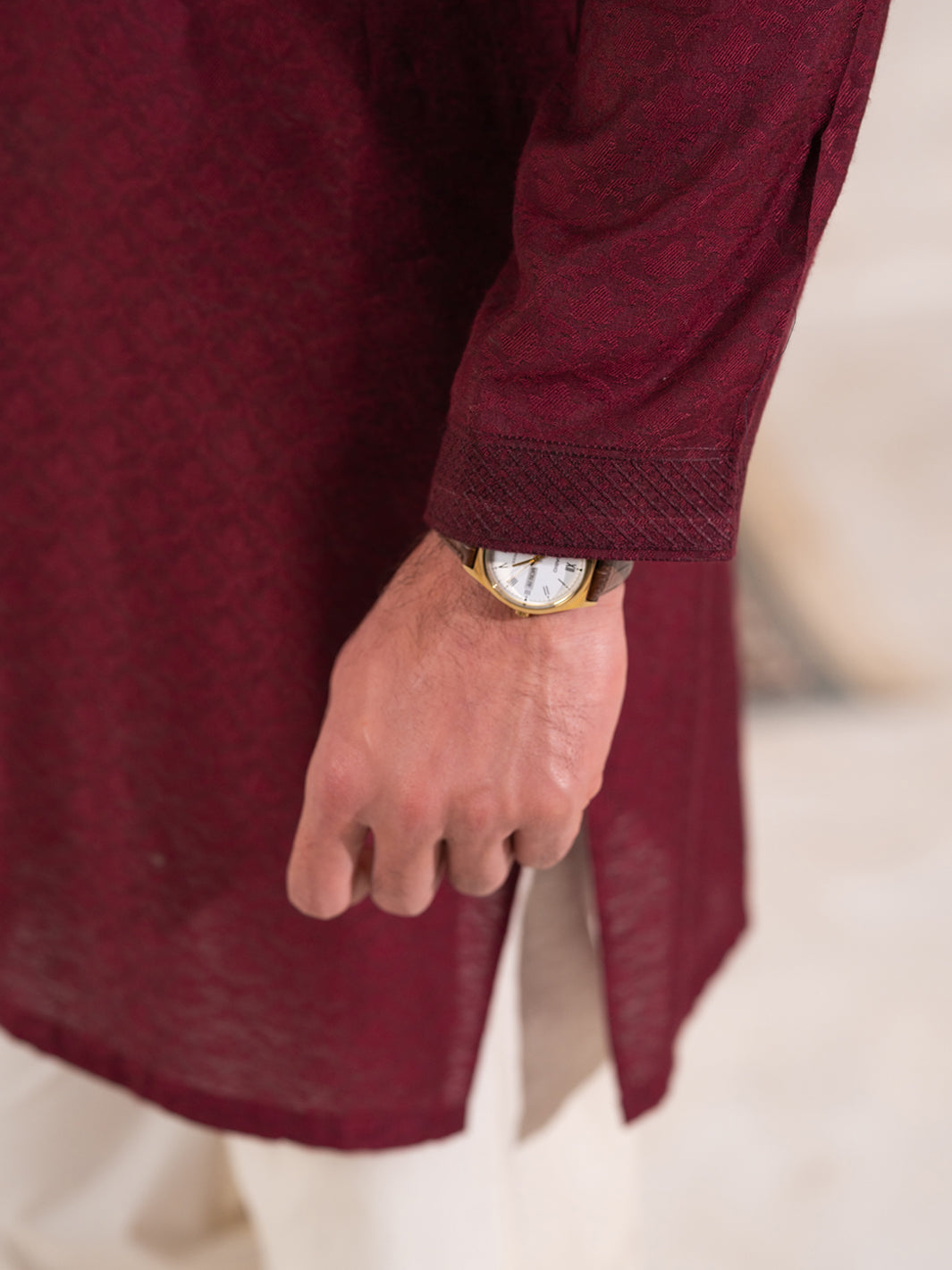 Maroon Formal Embroidered Kurta - AL-K-SP-068